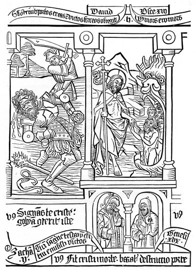Strona z Biblia Pauperum, XV wiek, 1870 autorstwa Unbekannt