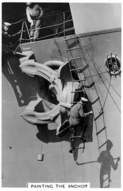 Malowanie kotwicy lotniskowca HMS Courageous, 1937 autorstwa Unbekannt