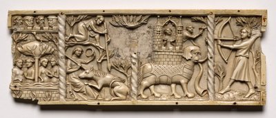 Panel z trumny ze scenami z romansów dworskich, 1330-1350 lub później. autorstwa Unbekannt