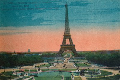 Panorama Jardins du Trocadero i Wieży Eiffla, Paryż, ok. 1920 autorstwa Unbekannt