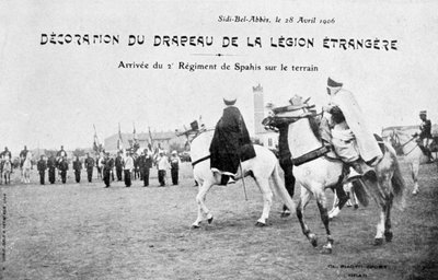 Parad z flagą francuskiej Legii Cudzoziemskiej, Sidi Bel Abbes, Algieria, 28 kwietnia 1906 autorstwa Unbekannt