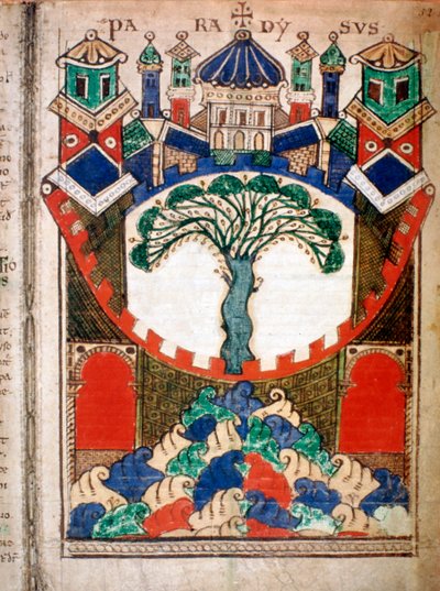 Raj, karta z Liber Floridus, XII wiek autorstwa Unbekannt