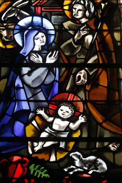 Paryż, Francja Witraż kościoła Saint-Dominique: Szopka, Paryż, Francja autorstwa Unbekannt