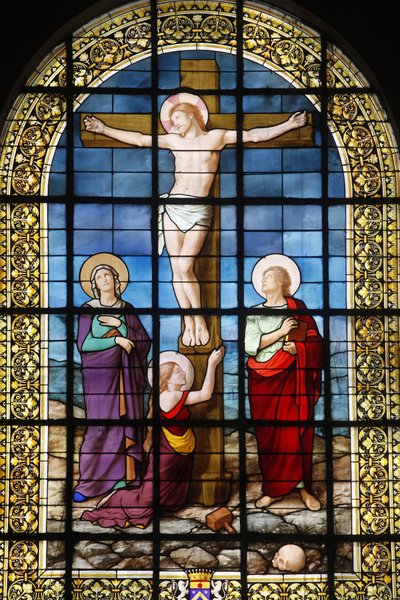 Paryż, Francja Witraż do kościoła św. Rocha: Chrystus na krzyżu, Paryż, Francja autorstwa Unbekannt