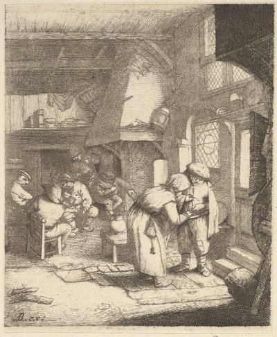 Chłop płacący rachunek, 1610-85. autorstwa Unbekannt