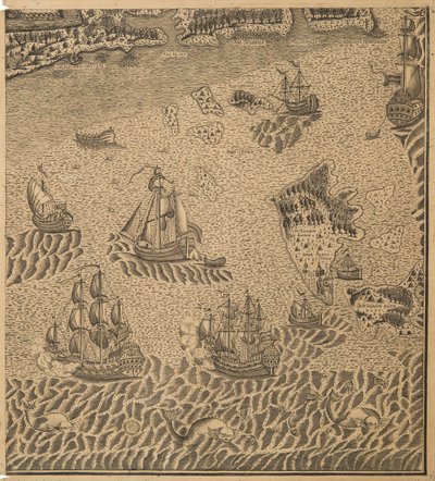 Flota Piotra Wielkiego w Zatoce Omega, ok. 1707 autorstwa Unbekannt