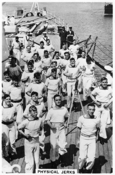 Fizyczne szarpnięcia, ćwiczenia na pokładzie HMS Devonshire, 1937 autorstwa Unbekannt