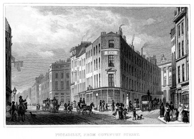 Piccadilly, od Coventry Street, Westminster, Londyn, XIX wiek autorstwa Unbekannt