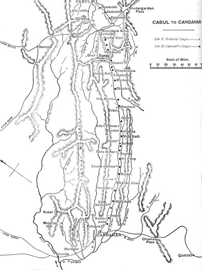 Plan marszu generała Robertsa z Kabulu do Kandaharu, ok. 1880 r autorstwa Unbekannt