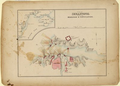 Plan Sewastopola wraz z redą i fortyfikacjami, ok. 1900 r. 1858 autorstwa Unbekannt