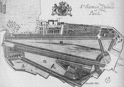 Plan pałacu i parku św Jakuba z czasów Karola II, ok. 1700 1878 r. autorstwa Unbekannt