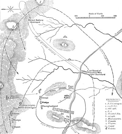 Plan bitwy pod Isandhlwaną, 22 stycznia 1879, ok. 1880 autorstwa Unbekannt