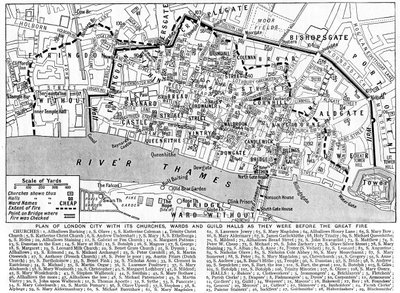 Plan City of London przedstawiający kościoły, okręgi i domy cechowe, 1926-1927 autorstwa Unbekannt