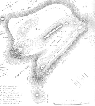 Plan szczytu wzgórza Majuba, 27 lutego 1881 r., ok. 1880 r. autorstwa Unbekannt