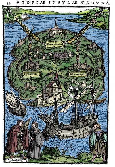 Plan wyspy Utopia, 1518 autorstwa Unbekannt