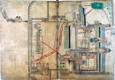 Plan sieci wodociągowej do katedry w Canterbury, ok. 1150 autorstwa Unbekannt