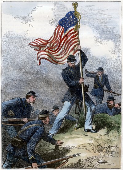 Podłożenie flagi Unii na bastionie, Oblężenie Vicksburga, 1863 autorstwa Unbekannt