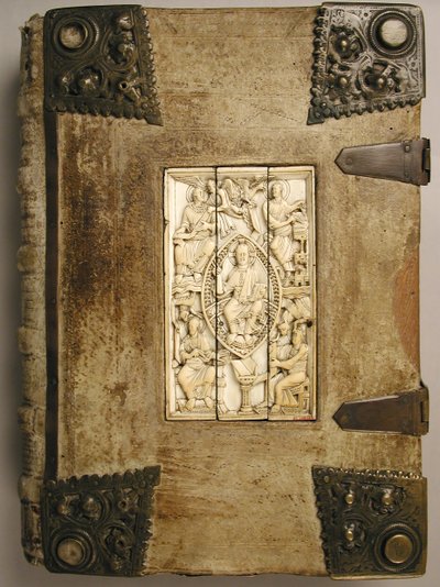 Tablica z Chrystusem w majestacie i czterema ewangelistami, 1000-1100. autorstwa Unbekannt
