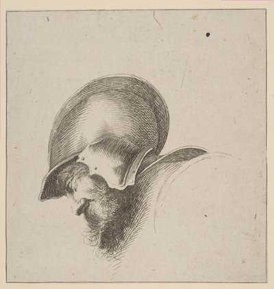 Tablica 10: głowa żołnierza, z Podstaw rysunku I principii del disegno, po 1641 r. autorstwa Unbekannt