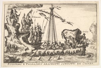 Płyta 8: Polifem i Palemonius prowadzony przez Ceres Polifemo e Palemonio Argonauti condotti d…, 1664. autorstwa Unbekannt