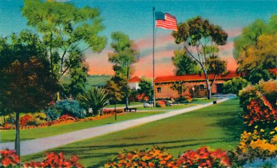 Plaza, na której w 1846 roku wzniesiono pierwszą amerykańską flagę w Kalifornii. San Diego, Kalifornia, ok.194 autorstwa Unbekannt