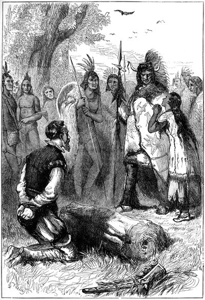 Pocahontas uratowała życie kapitana Smitha, 1607 c1880 autorstwa Unbekannt