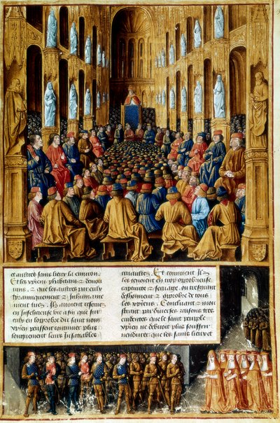 Papież Urban II przewodniczący soboru w Clermont, Francja, 1095 c1490 autorstwa Unbekannt