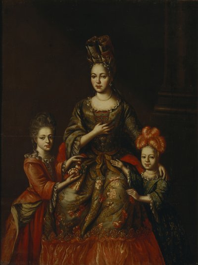 Portret Anastazji Jakowlewnej Naryszkiny z dziećmi Aleksandra Kirillovna i Tatiana Kirillovna, cena Erli 18tn. autorstwa Unbekannt