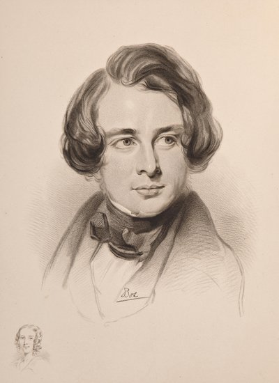 Portret Karola Dickensa. Szkic siostry Dickensa, Fanny, u dołu po lewej, 1842. autorstwa Unbekannt