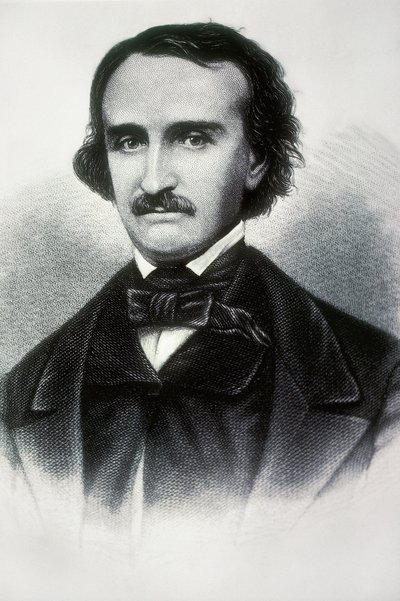 Portret Edgara Allana Poe (1809-1849), amerykańskiego pisarza. Rycina XIX wieku. autorstwa Unbekannt