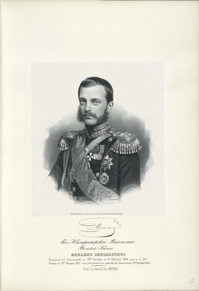 Portret wielkiego księcia Michała Nikołajewicza Rosji 1832-1909, 1858 autorstwa Unbekannt
