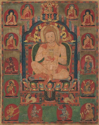 Portret Jannatapy z udziałem lamów i Mahasiddhów, ka. 1350. autorstwa Unbekannt