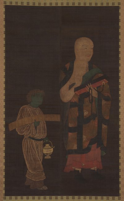 Portret Xuanzang Genjo z opiekunem, XIV wiek. autorstwa Unbekannt