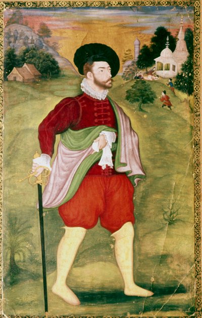 Portret europejskiej szkoły Mogołów, okres Akbar, koniec XVI wieku autorstwa Unbekannt