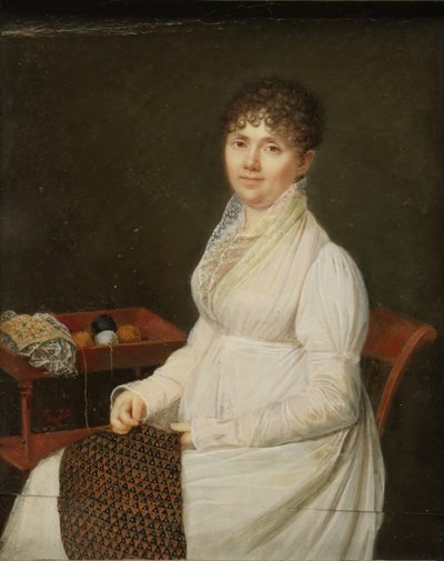 Portret kobiety z pracami gobelinowymi. autorstwa Unbekannt