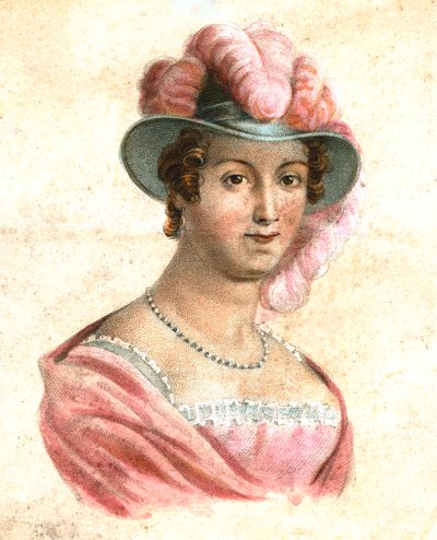 Portret kobiety w kapeluszu z piórami, c1750-1850 autorstwa Unbekannt