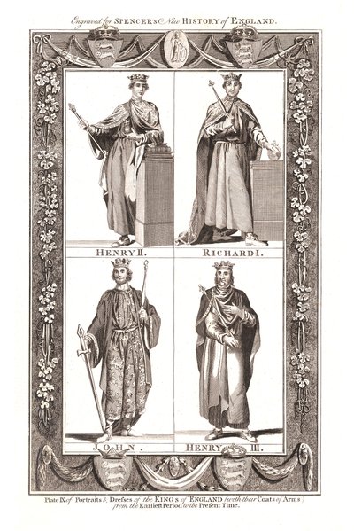 Portrety i sukienki królów Anglii z herbami, 1784 autorstwa Unbekannt