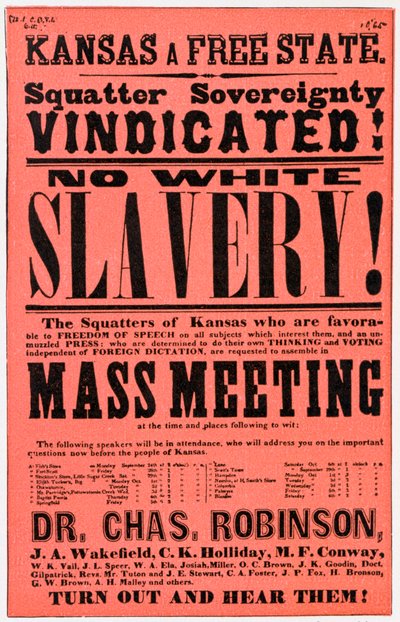 Plakat przeciwko niewolnictwu w Kansas, XIX wiek autorstwa Unbekannt
