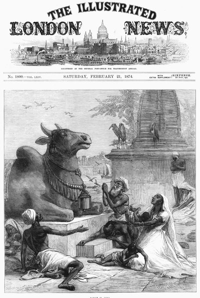 Modląc się do Nandiego o uwolnienie od głodu, Bengal, Indie, 1874 autorstwa Unbekannt
