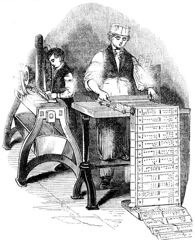 Przygotowanie kart perforowanych do krosna żakardowego, 1844 autorstwa Unbekannt