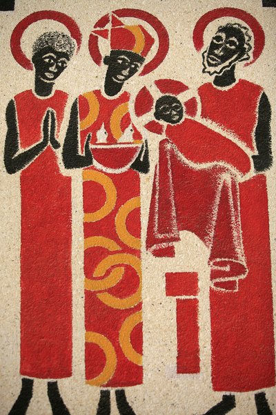 Świątynia Presentation de Jesus au Fresk kościoła opactwa Keur Moussa został zaprojektowany i namalowany w 1963 roku przez Dom Georgesa Sageta, Keur Moussa, Senegal autorstwa Unbekannt