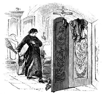 Ksiądz biczujący pokutnika brzozą, ok. 1876 r. autorstwa Unbekannt
