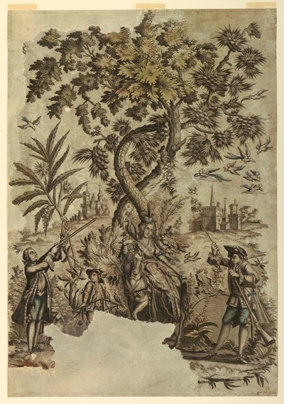 Druk, Polowanie na ptaki, 1730–50 autorstwa Unbekannt