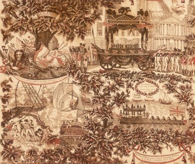 Płócienna tablica drukowana przedstawiająca procesję pogrzebową Lorda Wicehrabiego Nelsona, 1806 autorstwa Unbekannt