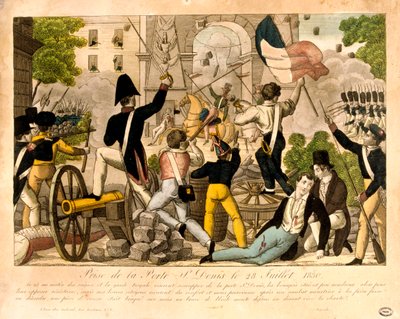 Szturm na Porte St Denis 28 lipca 1830 r., rewolucja 1830 r., Paryż autorstwa Unbekannt