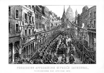 Procesja zbliżająca się do katedry św. Pawła, Święto Dziękczynienia, 27 lutego 1872, 1899 autorstwa Unbekannt