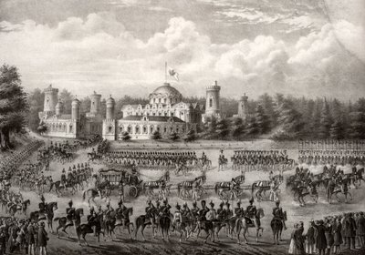 Procesja cara Mikołaja I do katedry Zaśnięcia z Pałacu Pietrowskich podczas jego koronacji w 1825, 1826 autorstwa Unbekannt