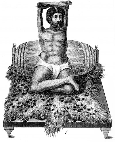 Purana Puri, hinduski filozof, wznoszący ręce nad głowę, 1811 autorstwa Unbekannt