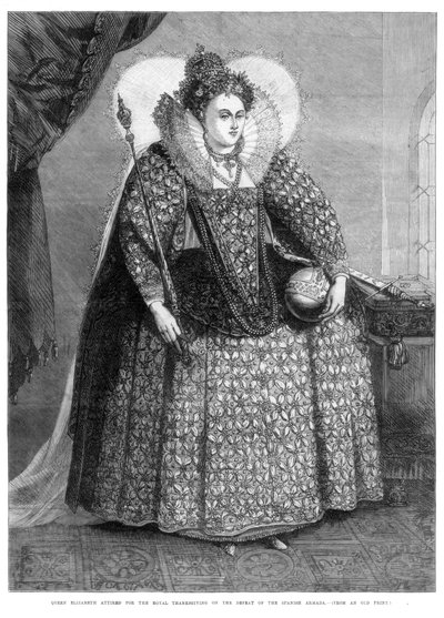 Królowa Elżbieta ubrana na królewskie dziękczynienie po klęsce hiszpańskiej Armady, 1872 autorstwa Unbekannt