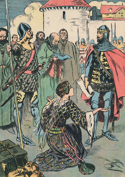 Królowa Filipa wstawia się za ludźmi z Calais, ok. 1907 r. autorstwa Unbekannt